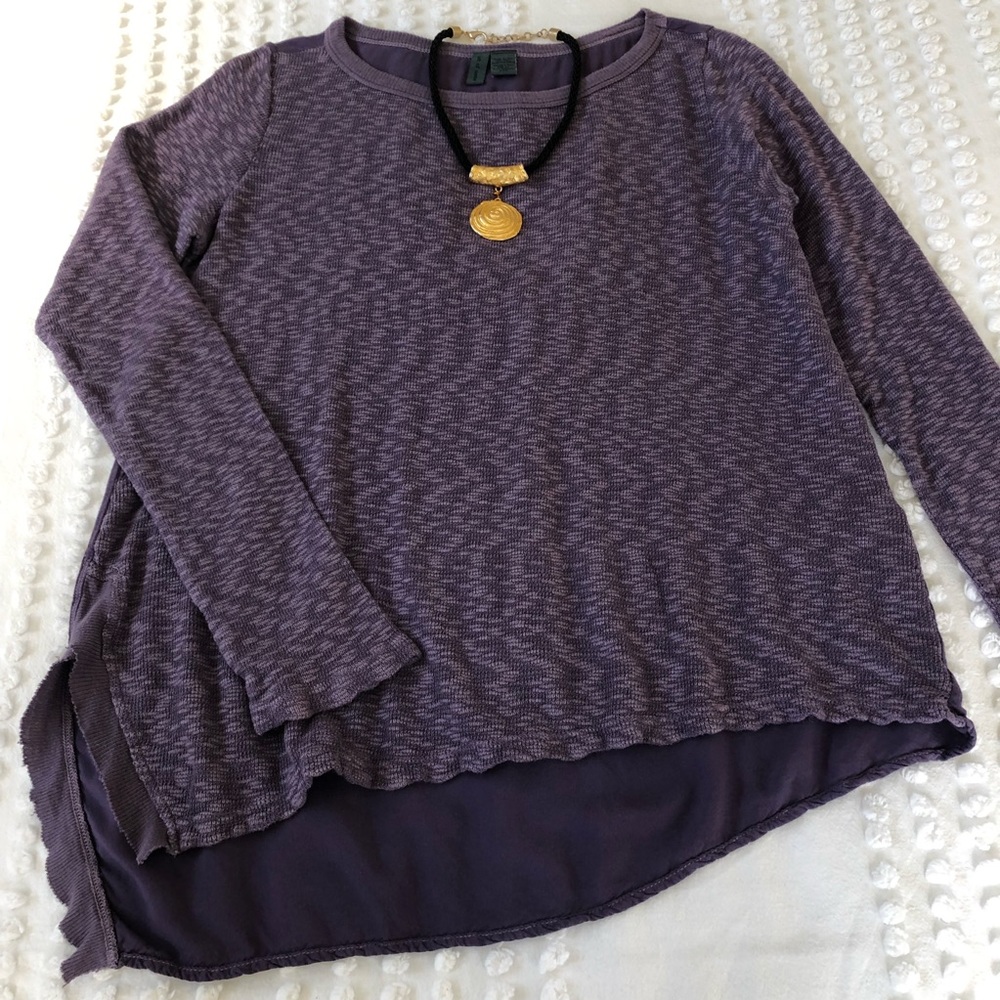 Anthropologie Left of Center Medora Purple Asymmetric Hem Top